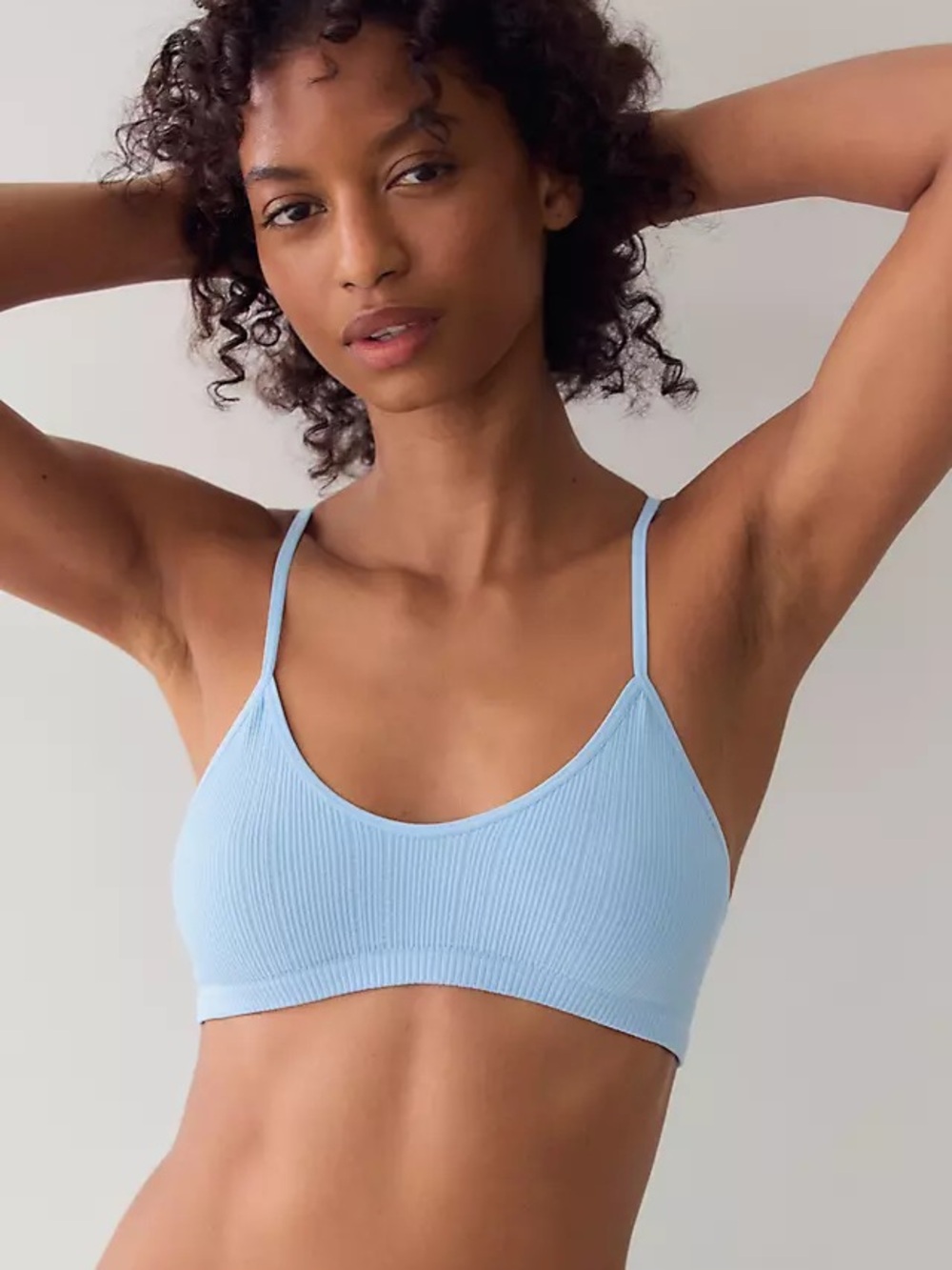 Auden Cotton Blend Unlined Scoop Baby Blue Ribbed Seamless Bralette Sz S | NWT